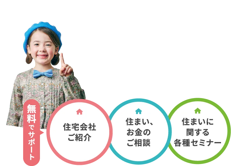 無料でサポート 住宅会社ご紹介、住まい、お金のご相談、住まいに関する各種セミナー